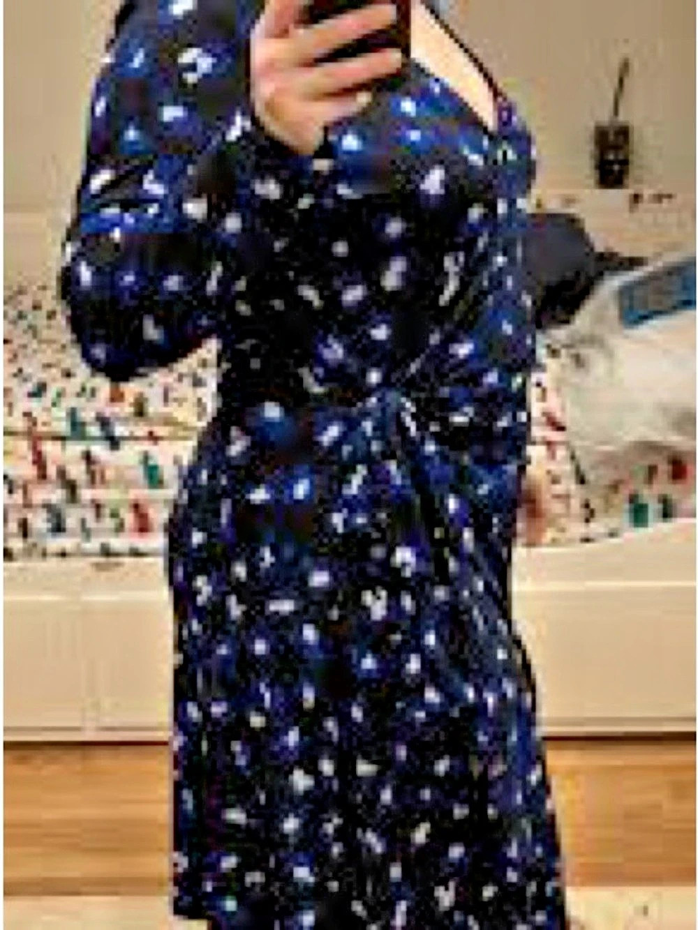 Leota Floral wrap Blue & Black Small